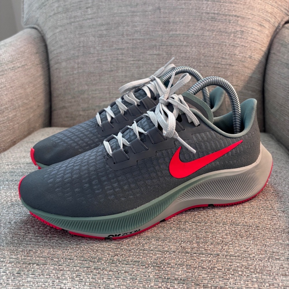 Nike Air Zoom Pegasus 37 Iron Grey Hyper Crimson Running Shoes Womens 7.5